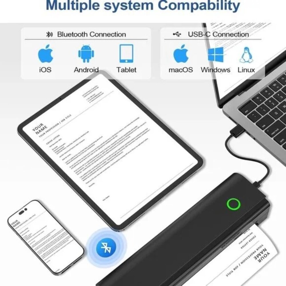 Portable Printer. Wireless, Bluetooth Printer, Travel, No Ink Needed - Picture 5 of 5